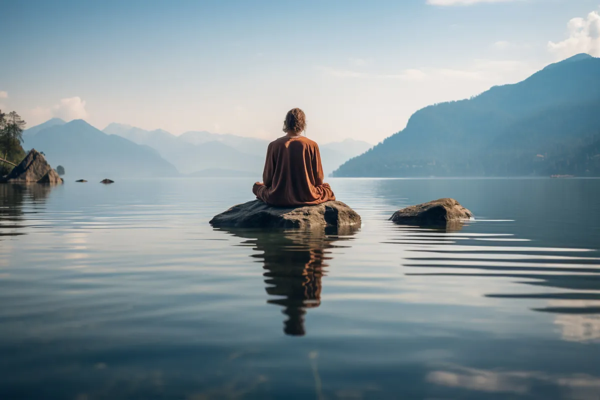 Traveler relaxing outdoors during a trip